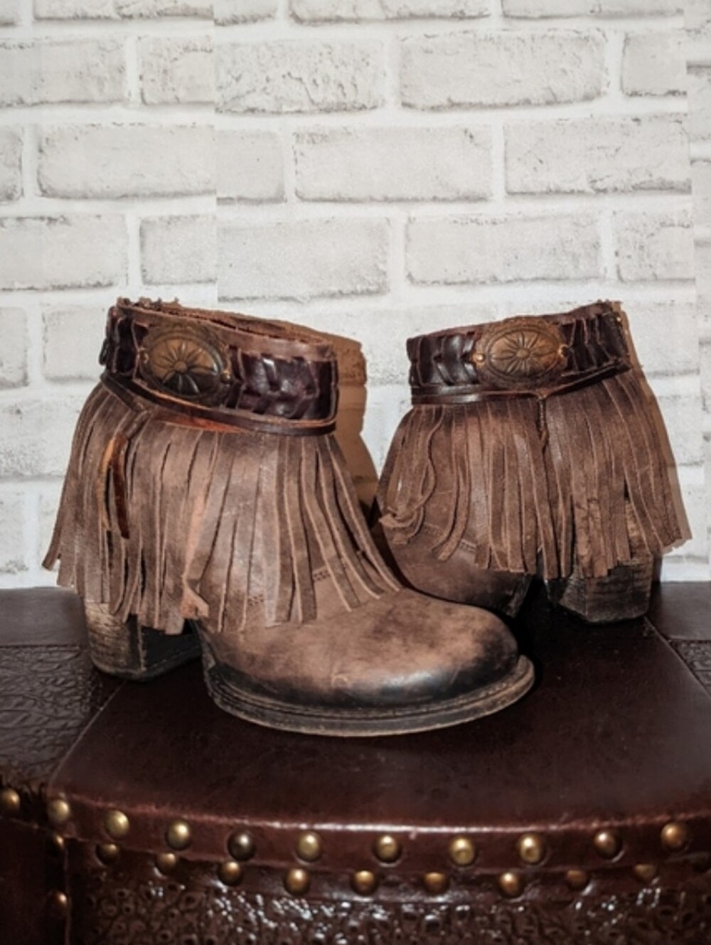 FreeBird CHIEF Brown Western Ankle Booties size 8